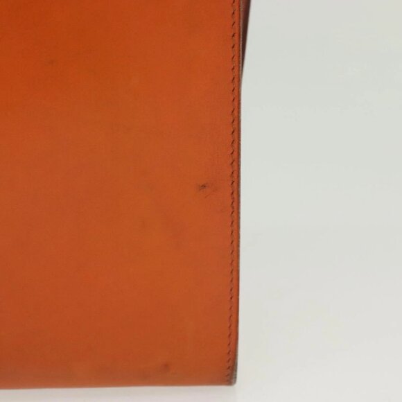 HERMES Omenitu Shoulder Bag Leather Orange Auth BA4408 - Picture 3 of 15